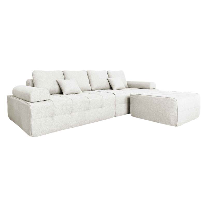 Sofa 4-Sitzer-aus Stoff mit Hocker und Kissen