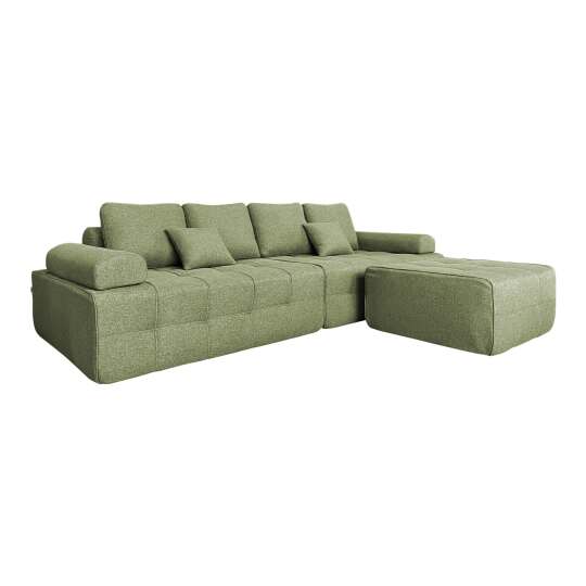 Sofa 4-Sitzer-aus Stoff mit Hocker und Kissen