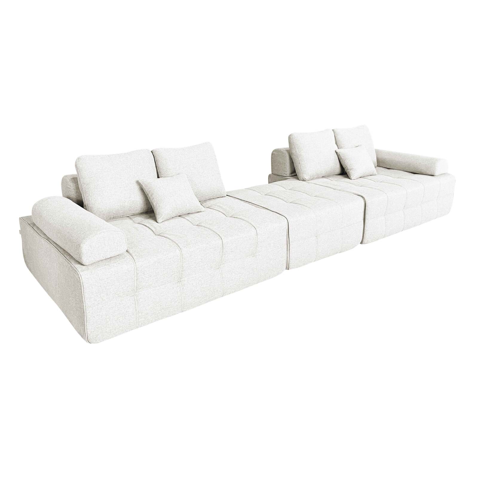 Sofa 4-Sitzer-aus Stoff mit Hocker und Kissen