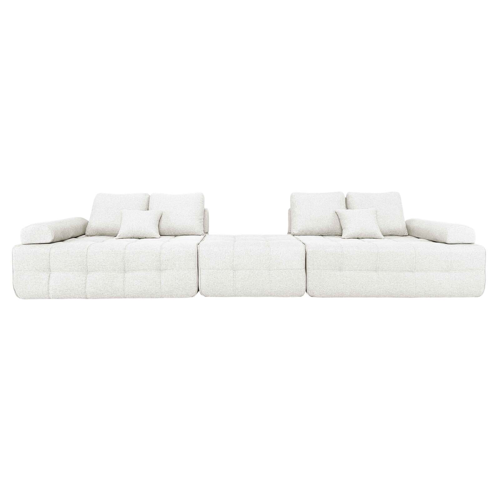Sofa 4-Sitzer-aus Stoff mit Hocker und Kissen