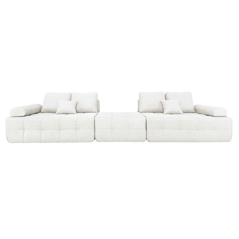 Sofa 4-Sitzer-aus Stoff mit Hocker und Kissen (3/8)
