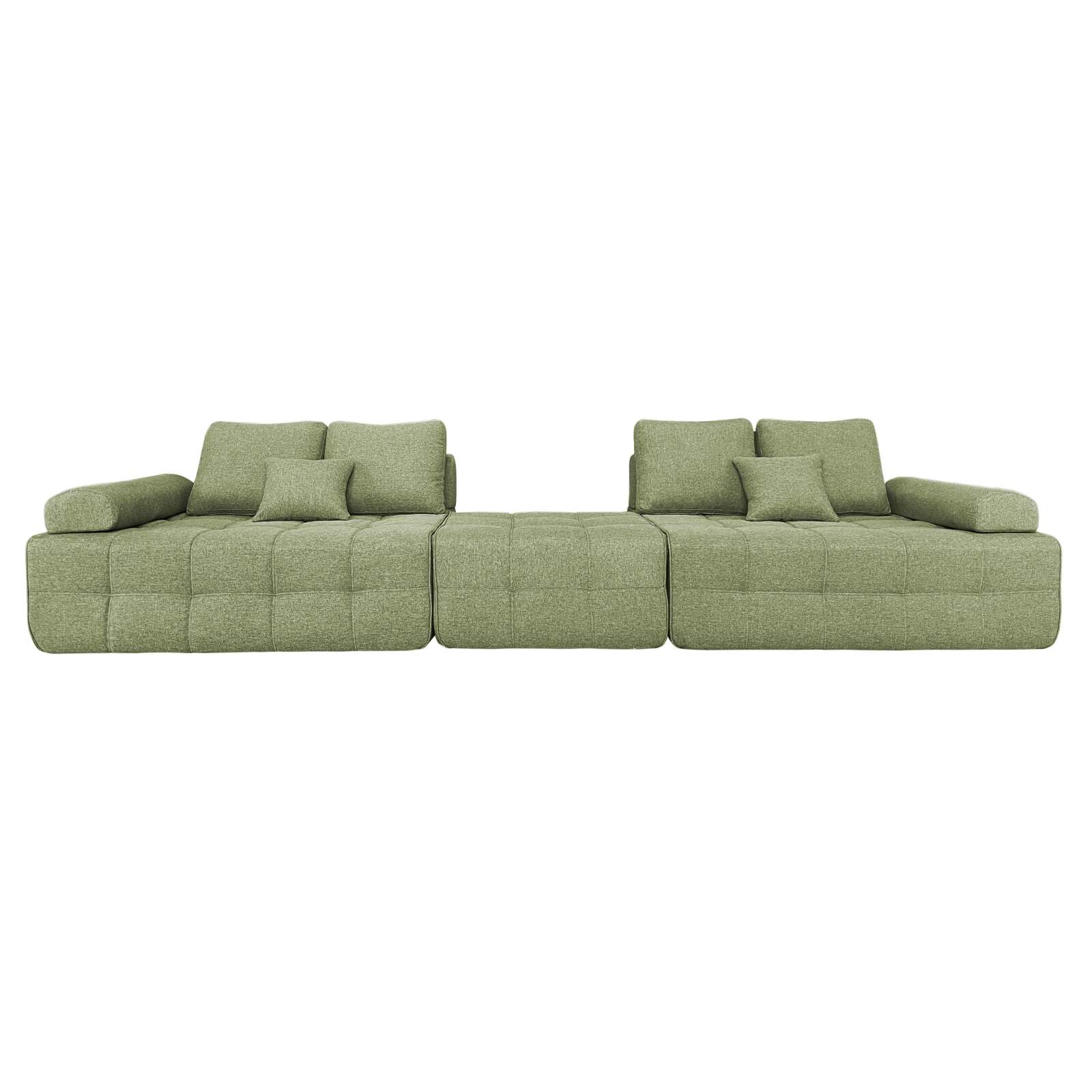 Sofa 4-Sitzer-aus Stoff mit Hocker und Kissen