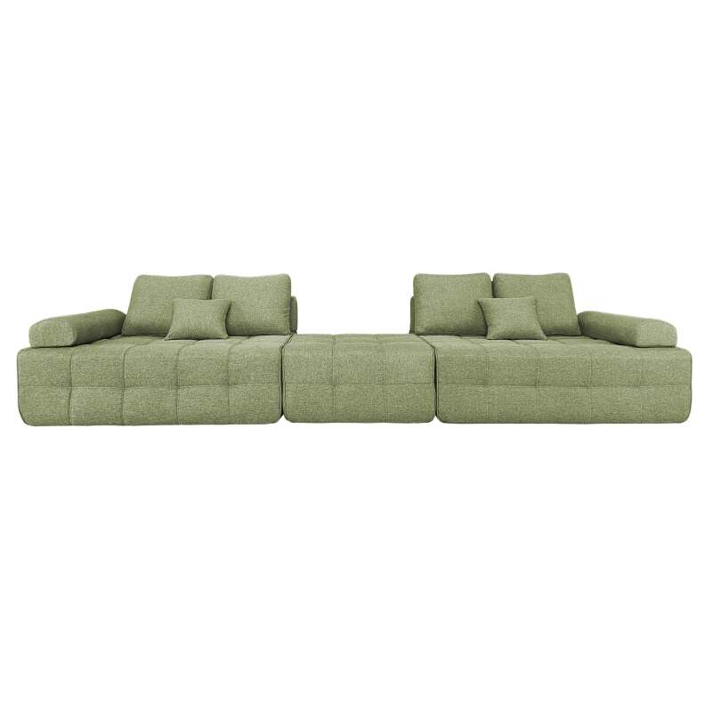 Sofa 4-Sitzer-aus Stoff mit Hocker und Kissen