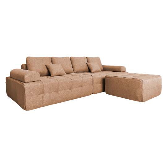 Modulares Sofa 4-Sitzer-aus Stoff mit Hocker und Kissen | Oviala