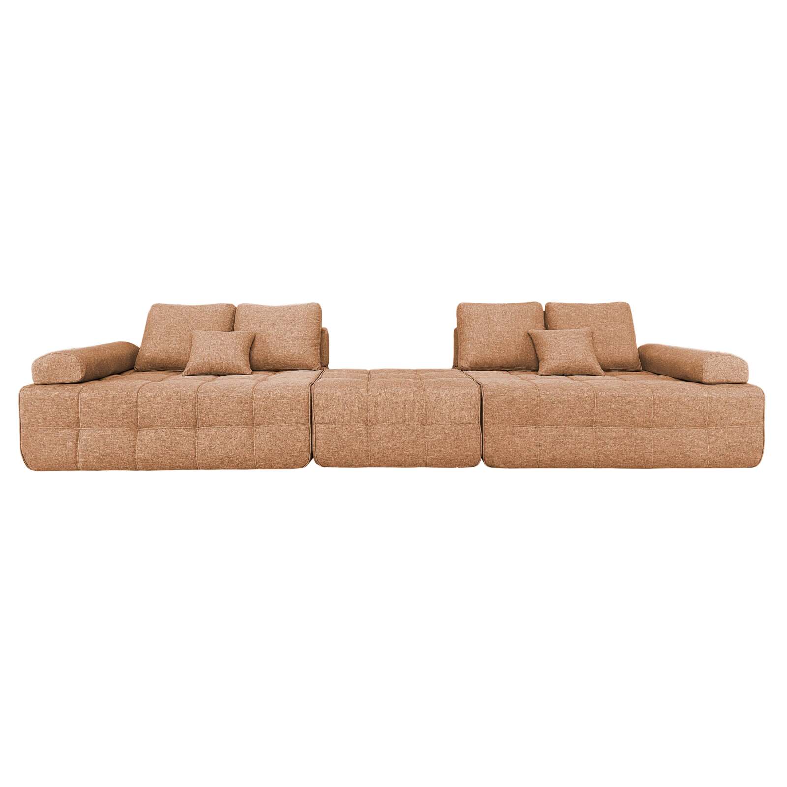Sofa 4-Sitzer-aus Stoff mit Hocker und Kissen