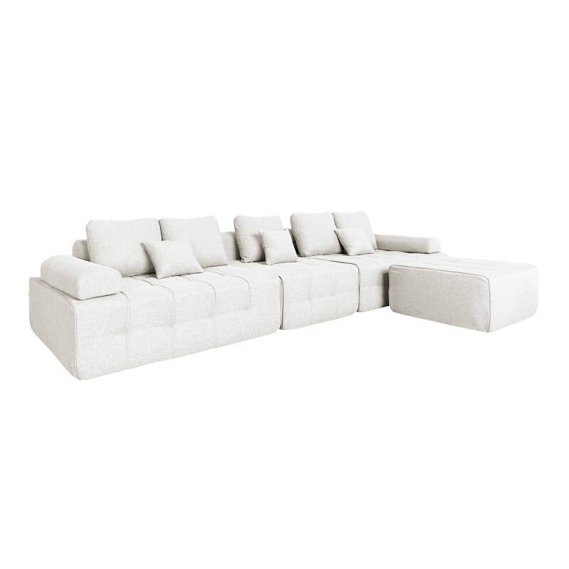 Sofa 5-Sitzer aus Stoff mit Hocker und Kissen