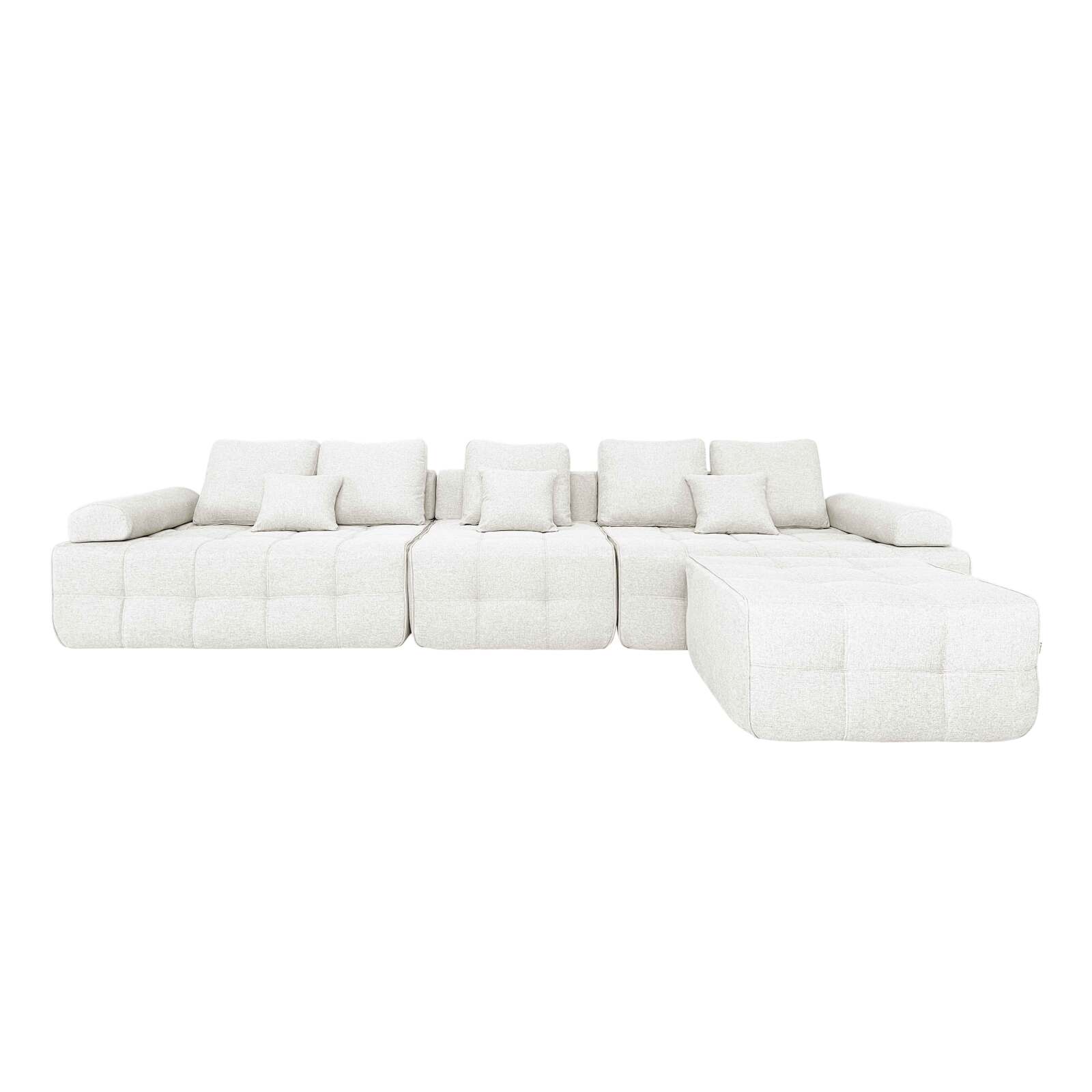 Sofa 5-Sitzer aus Stoff mit Hocker und Kissen