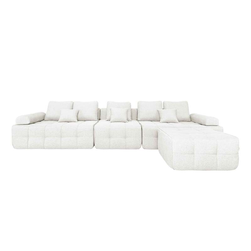 Sofa 5-Sitzer aus Stoff mit Hocker und Kissen