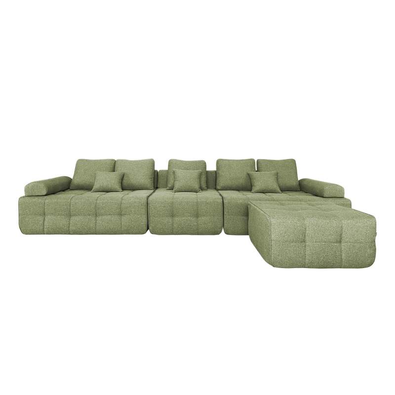 Sofa 5-Sitzer aus Stoff mit Hocker und Kissen (2/9)