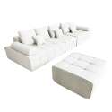 Sofa 5-Sitzer aus Stoff mit Hocker und Kissen