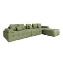 Sofa 5-Sitzer aus Stoff mit Hocker und Kissen