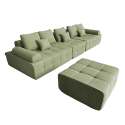 Sofa 5-Sitzer aus Stoff mit Hocker und Kissen