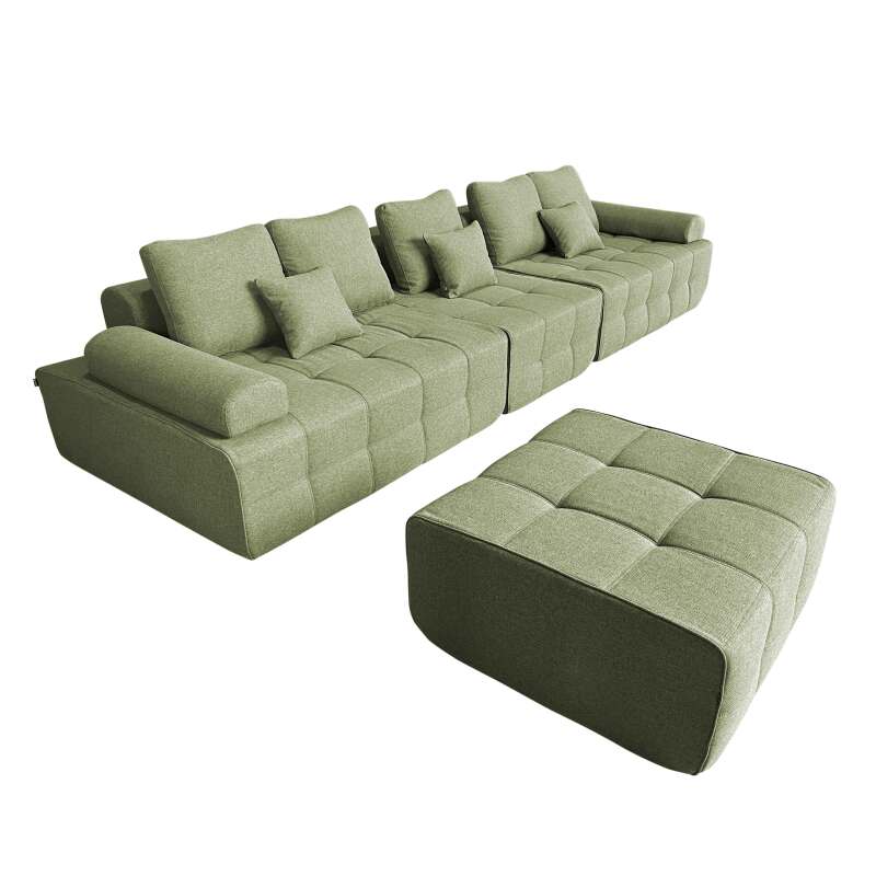 Sofa 5-Sitzer aus Stoff mit Hocker und Kissen (3/9)