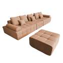 Sofa 5-Sitzer aus Stoff mit Hocker und Kissen