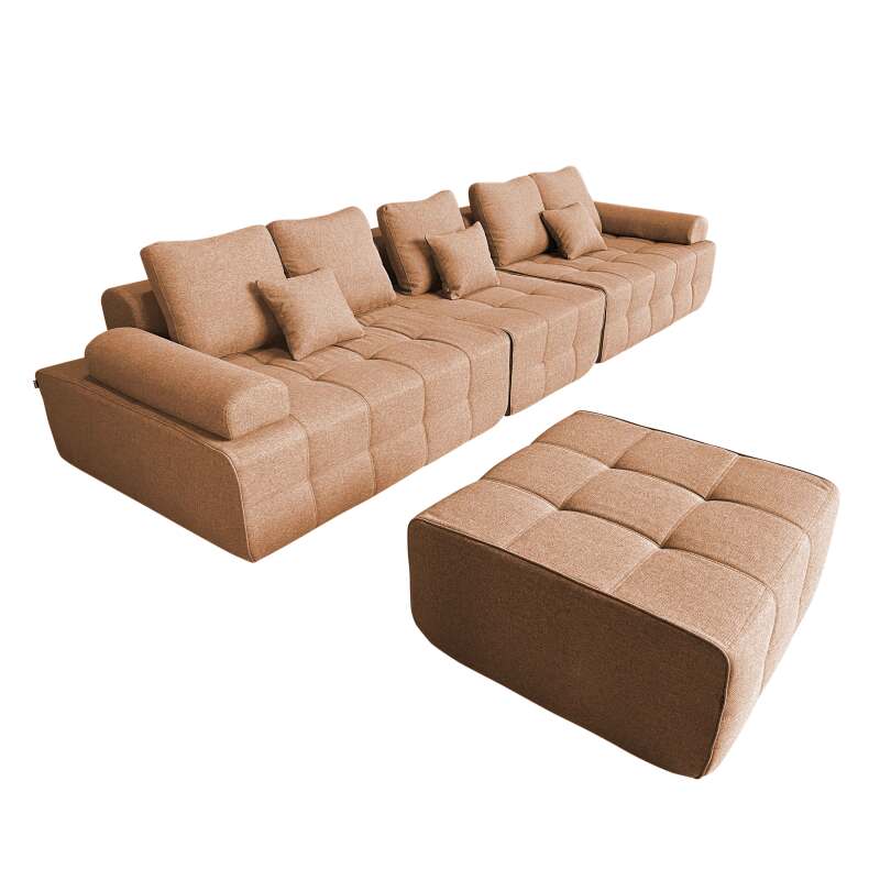 Sofa 5-Sitzer aus Stoff mit Hocker und Kissen (3/8)