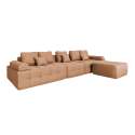 Sofa 5-Sitzer aus Stoff mit Hocker und Kissen