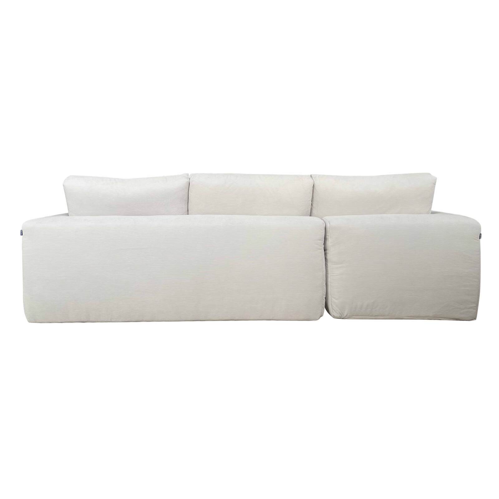 Ecksofa 4-Sitzer aus geripptem stoff mit Chaiselongue links und Kissen