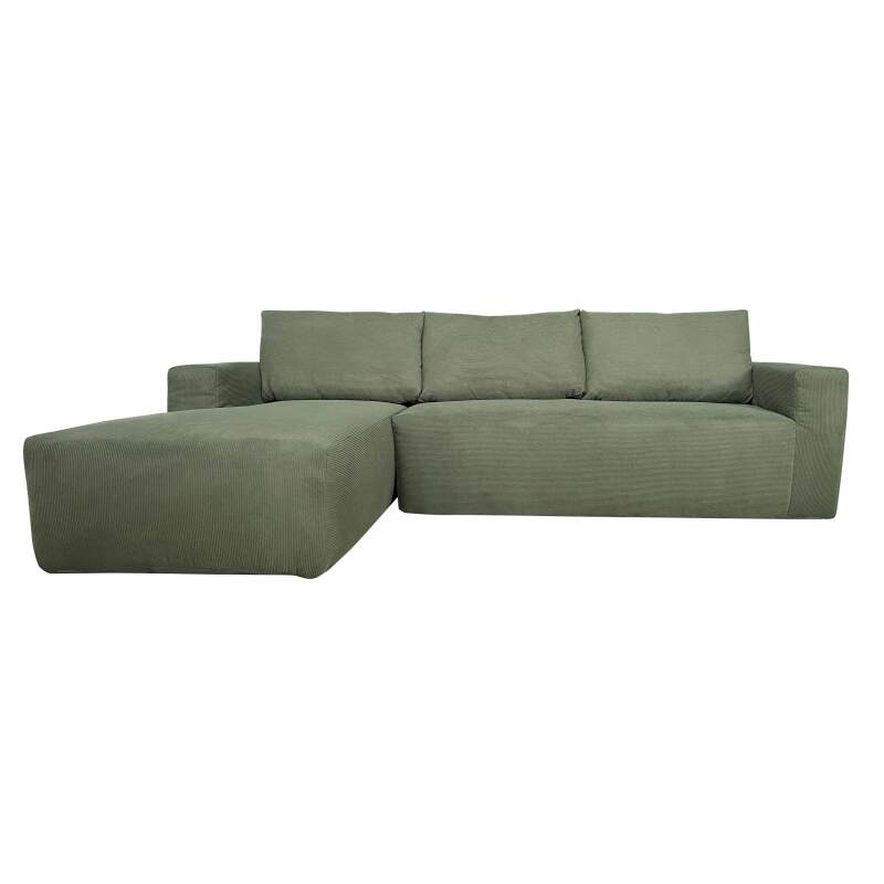 Ecksofa 4-Sitzer aus geripptem stoff mit Chaiselongue links und Kissen (4/7)