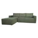 Ecksofa 4-Sitzer aus geripptem stoff mit Chaiselongue links und Kissen