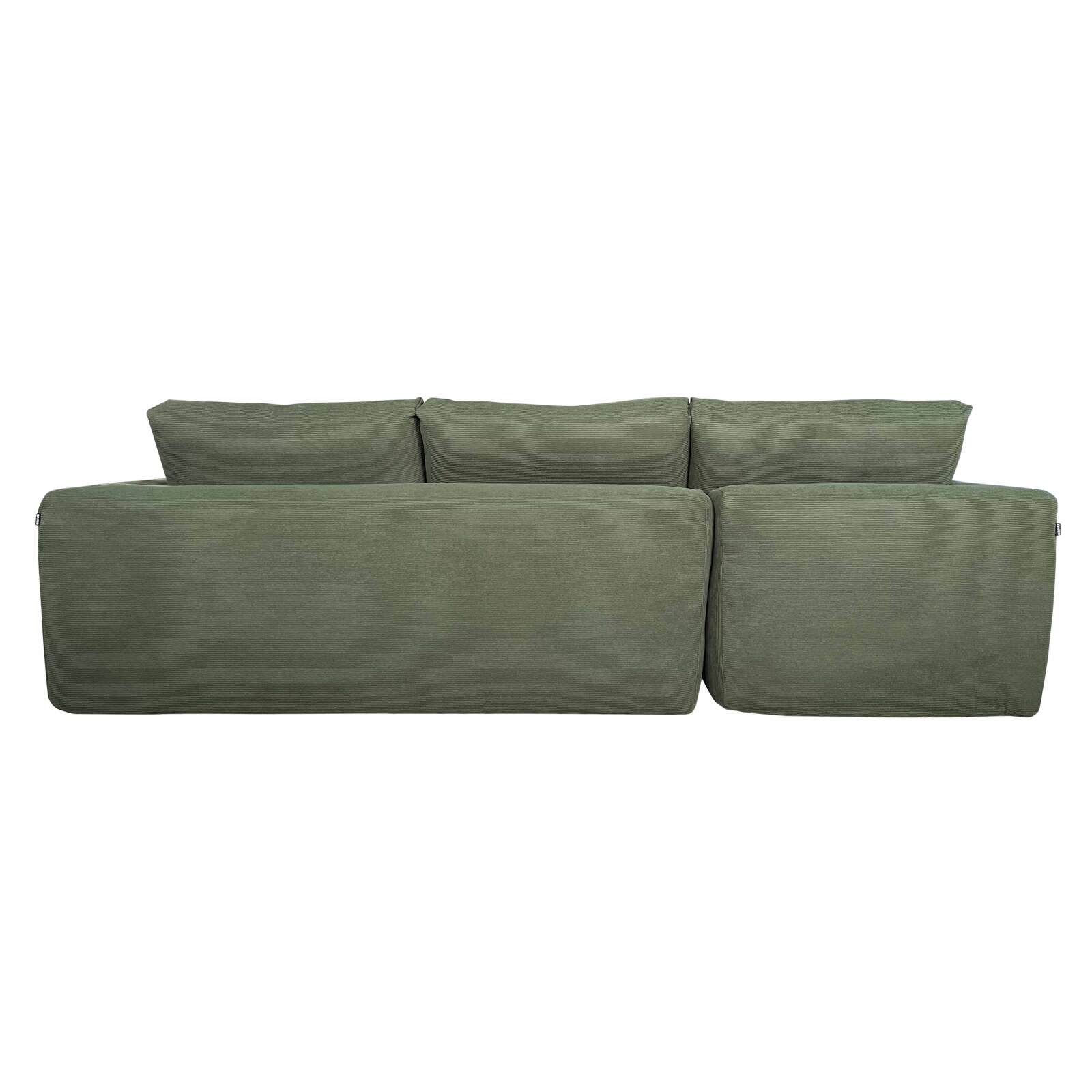 Ecksofa 4-Sitzer aus geripptem stoff mit Chaiselongue links und Kissen