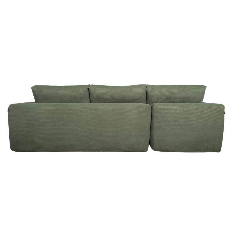 Ecksofa 4-Sitzer aus geripptem stoff mit Chaiselongue links und Kissen (5/7)