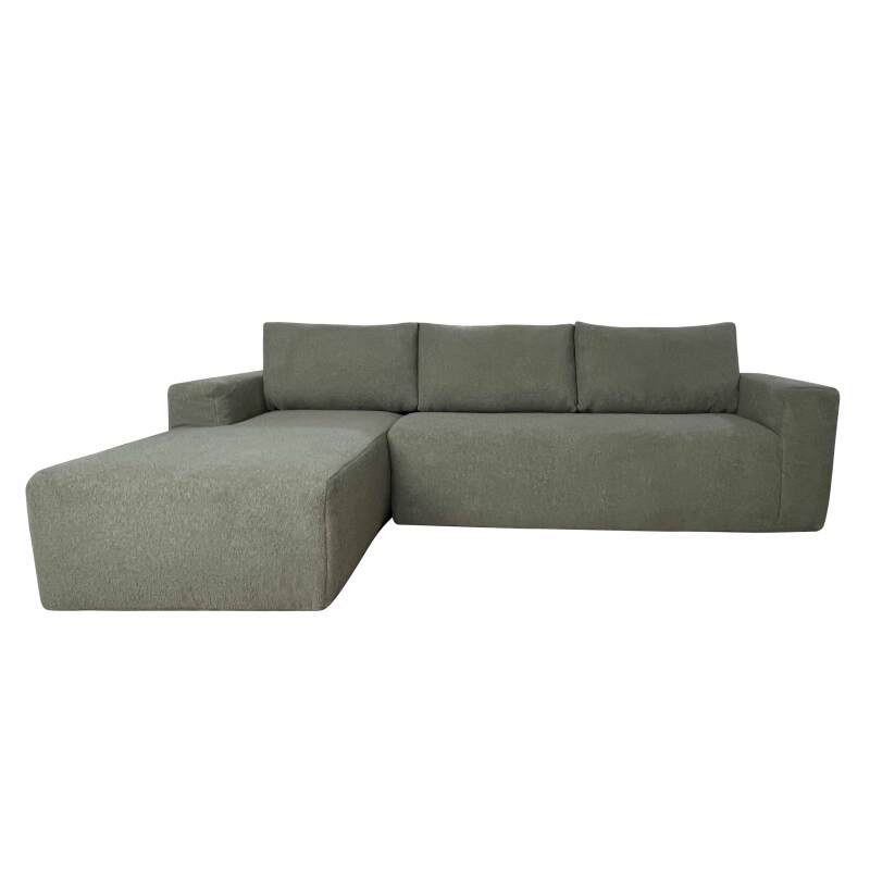 Ecksofa 4-Sitzer aus Frottee stoff mit Chaiselongue links und Kissen (2/4)