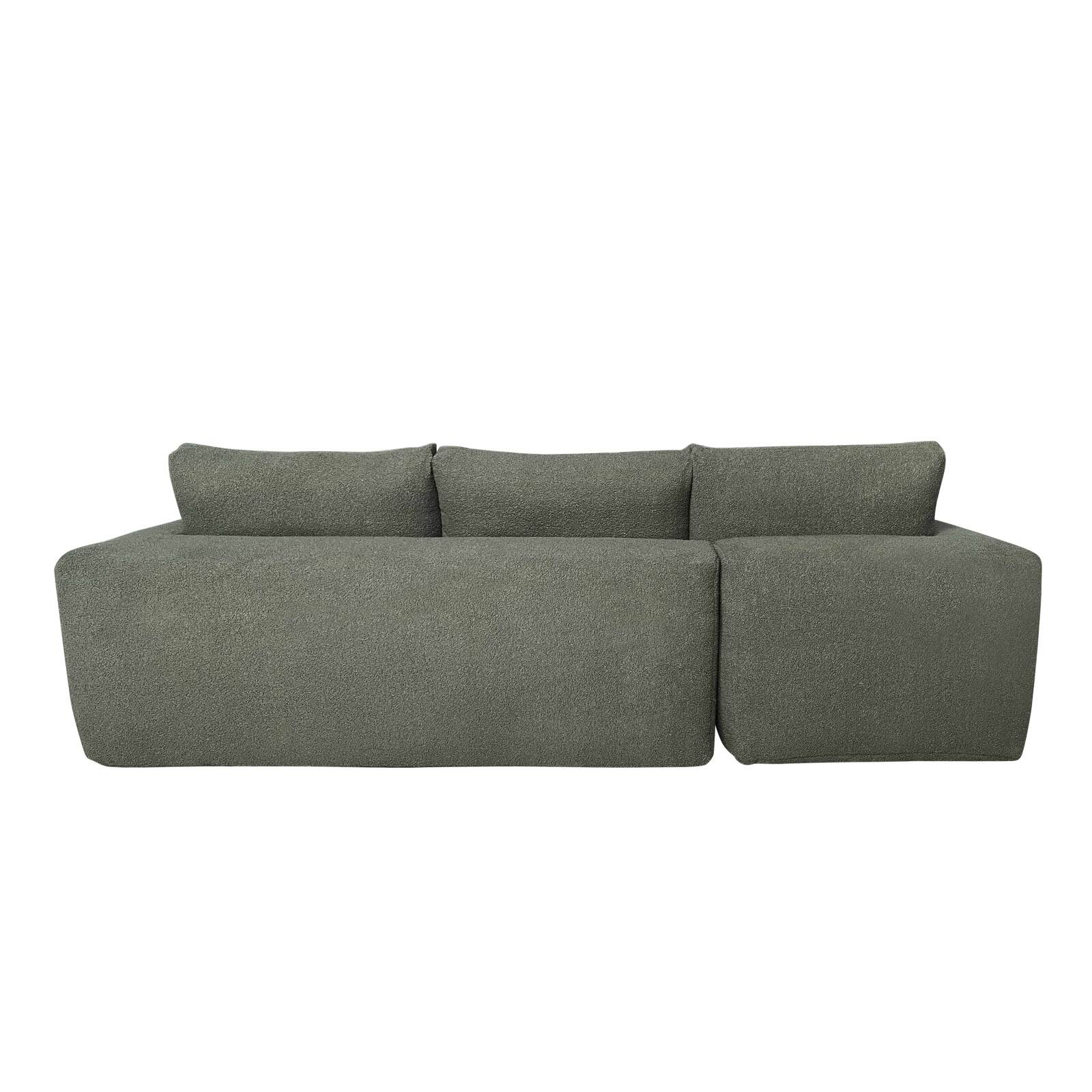 Ecksofa 4-Sitzer aus Frottee stoff mit Chaiselongue links und Kissen
