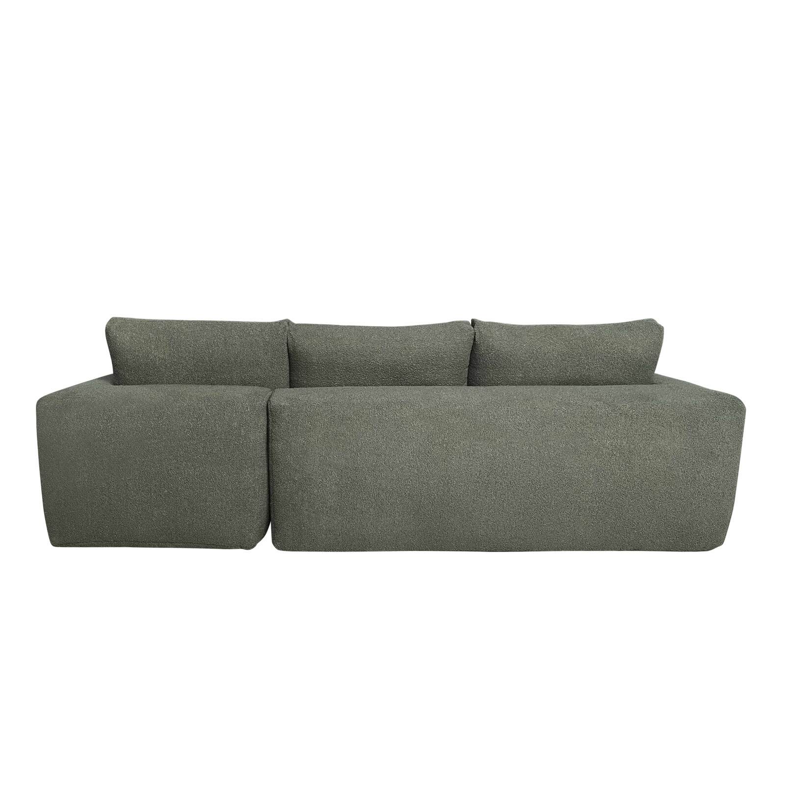 Ecksofa 4-Sitzer aus Frottee stoff mit Chaiselongue rechts und Kissen