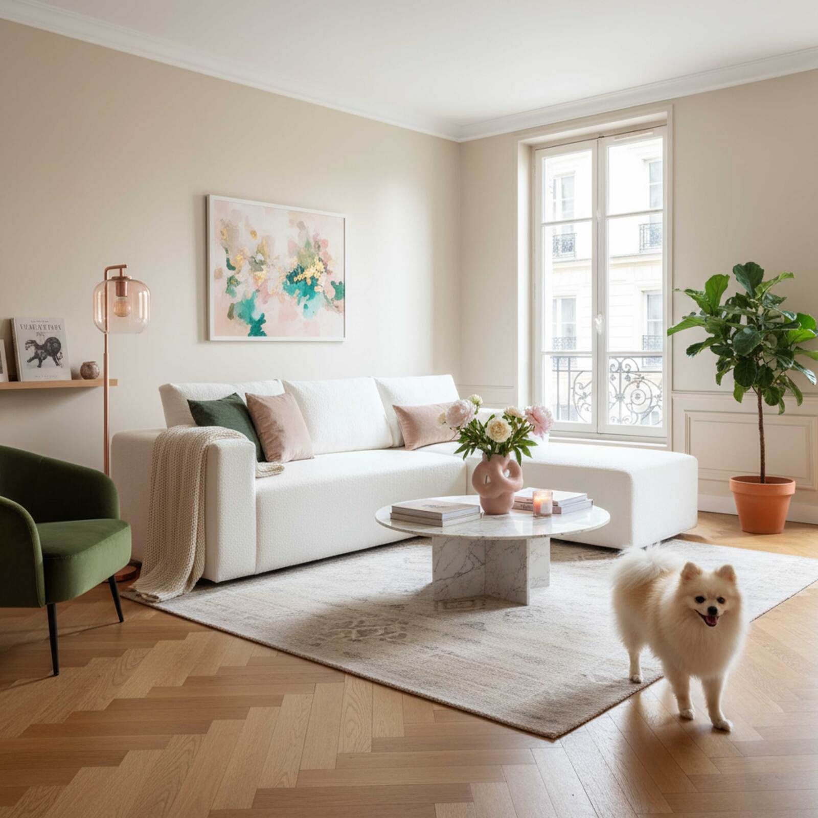 Ecksofa 4-Sitzer aus Frottee stoff mit Chaiselongue rechts und Kissen