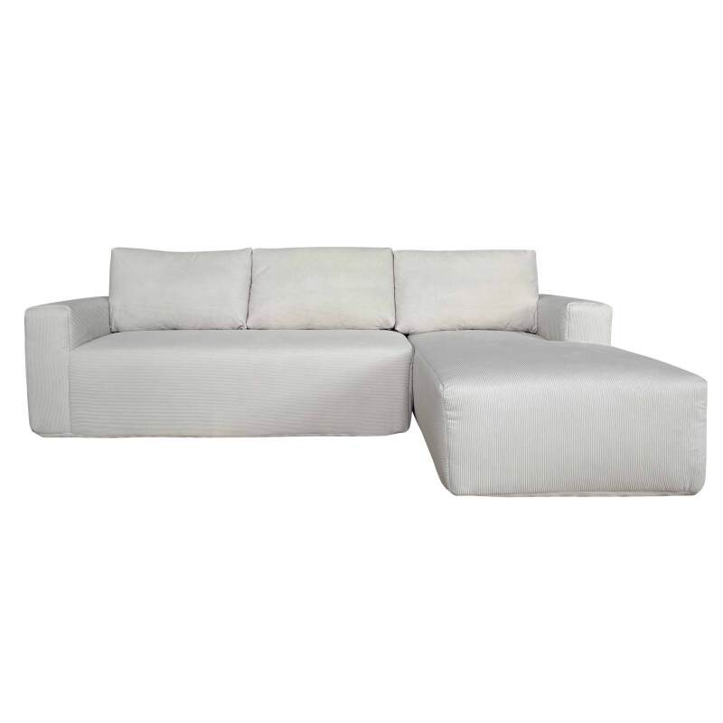 Ecksofa 4-Sitzer aus geripptem stoff mit Chaiselongue rechts und Kissen
