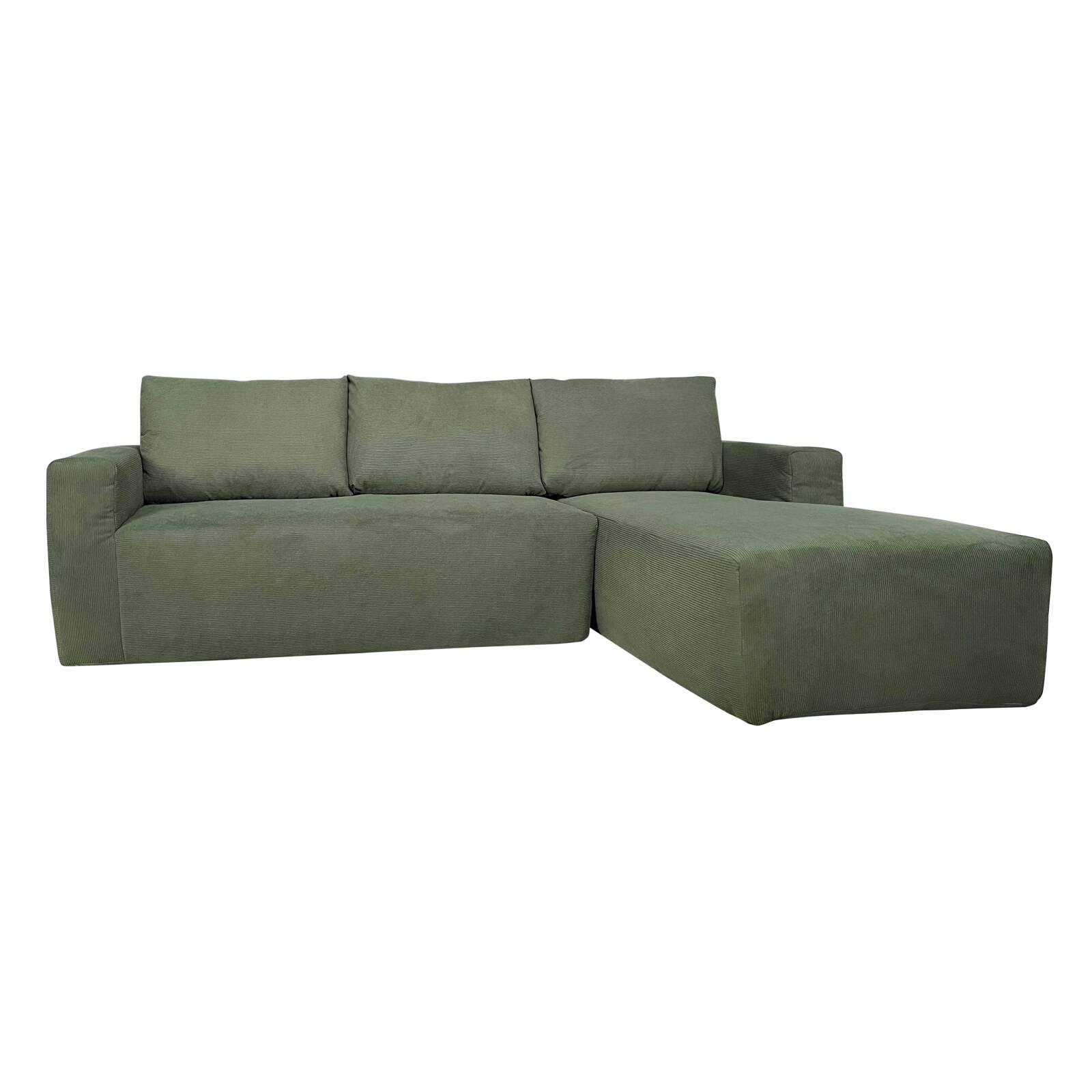 Ecksofa 4-Sitzer aus geripptem stoff mit Chaiselongue rechts und Kissen
