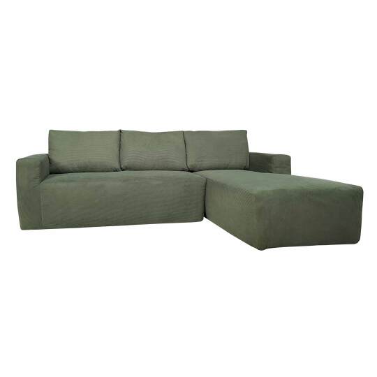 Ecksofa 4-Sitzer aus geripptem stoff mit Chaiselongue rechts und Kissen