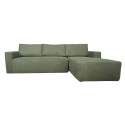 Ecksofa 4-Sitzer aus geripptem stoff mit Chaiselongue rechts und Kissen