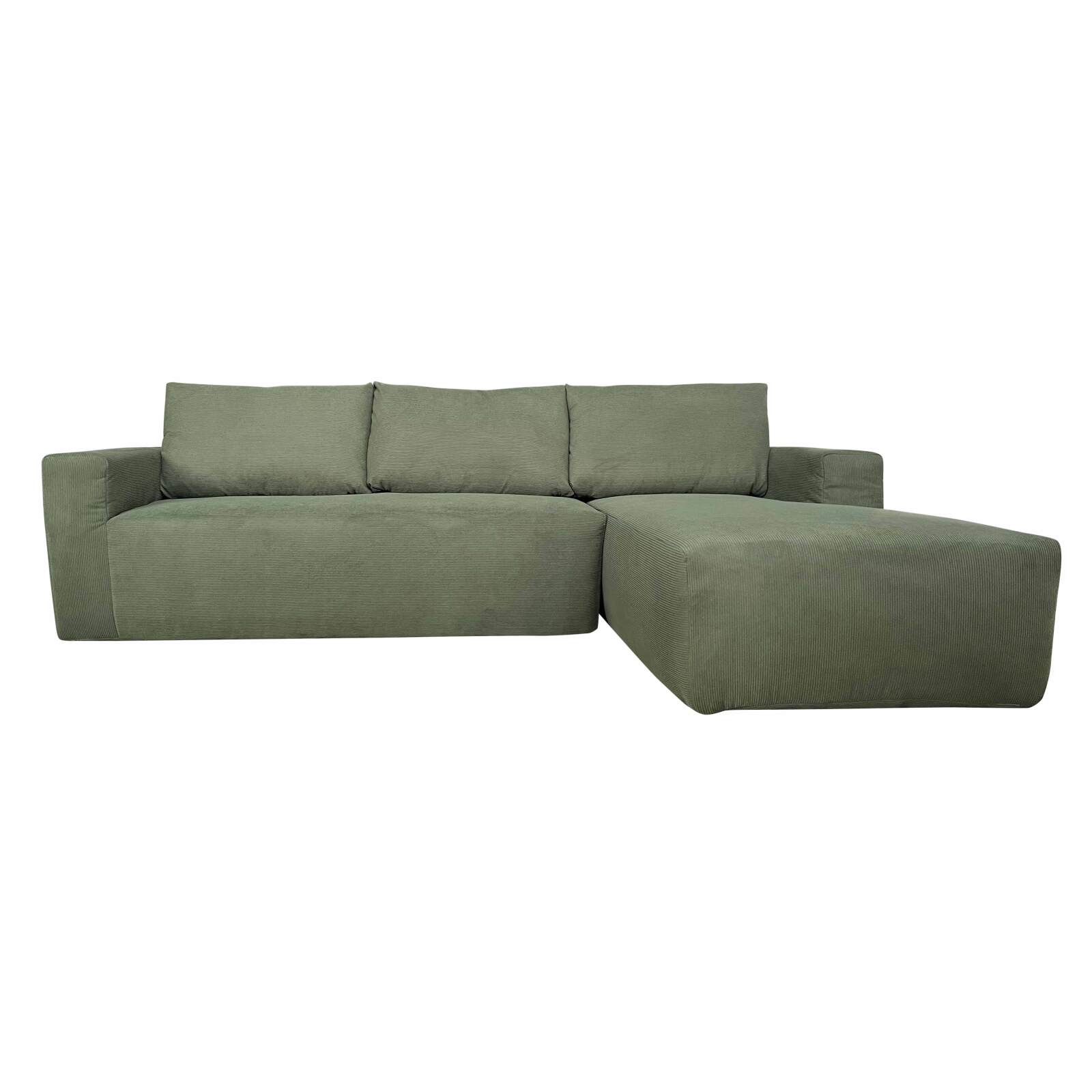 Ecksofa 4-Sitzer aus geripptem stoff mit Chaiselongue rechts und Kissen