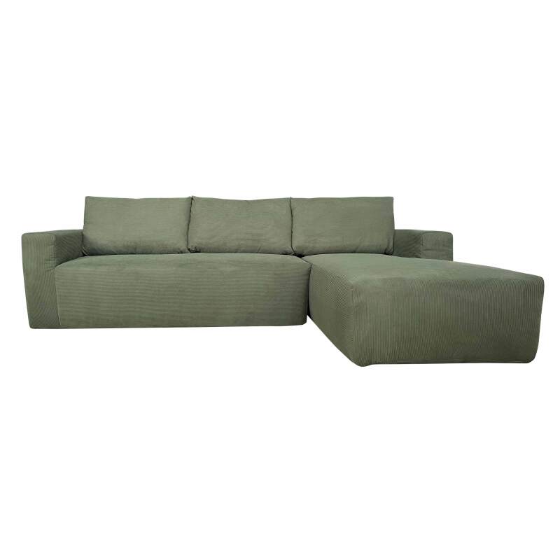 Ecksofa 4-Sitzer aus geripptem stoff mit Chaiselongue rechts und Kissen (4/7)