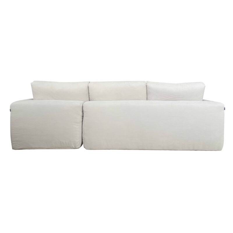 Ecksofa 4-Sitzer aus geripptem stoff mit Chaiselongue rechts und Kissen