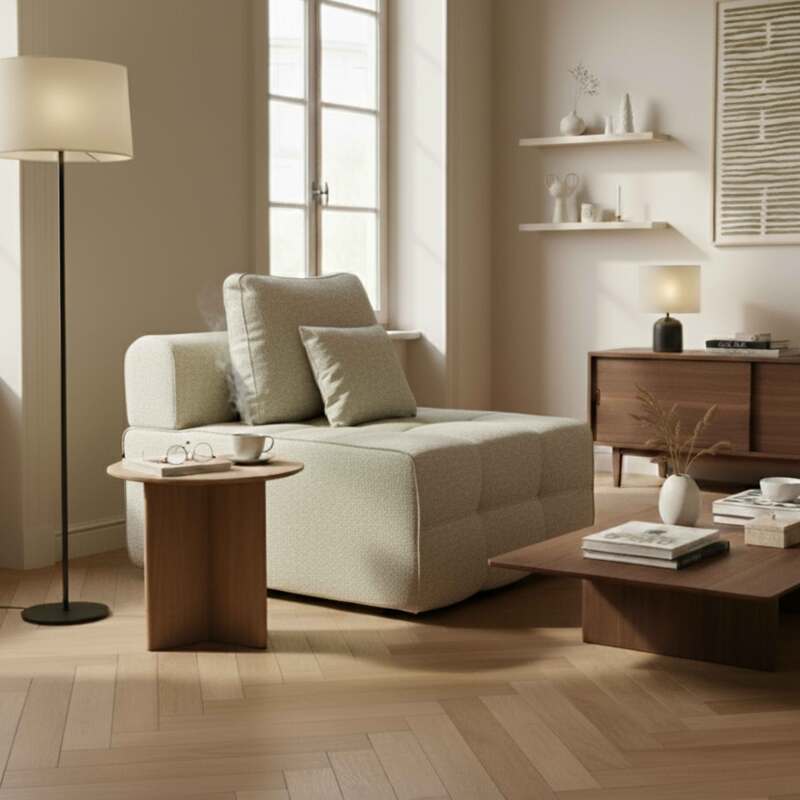 Mittelmodul 1-Sitzer- für Sofa aus Stoff mit Kissen