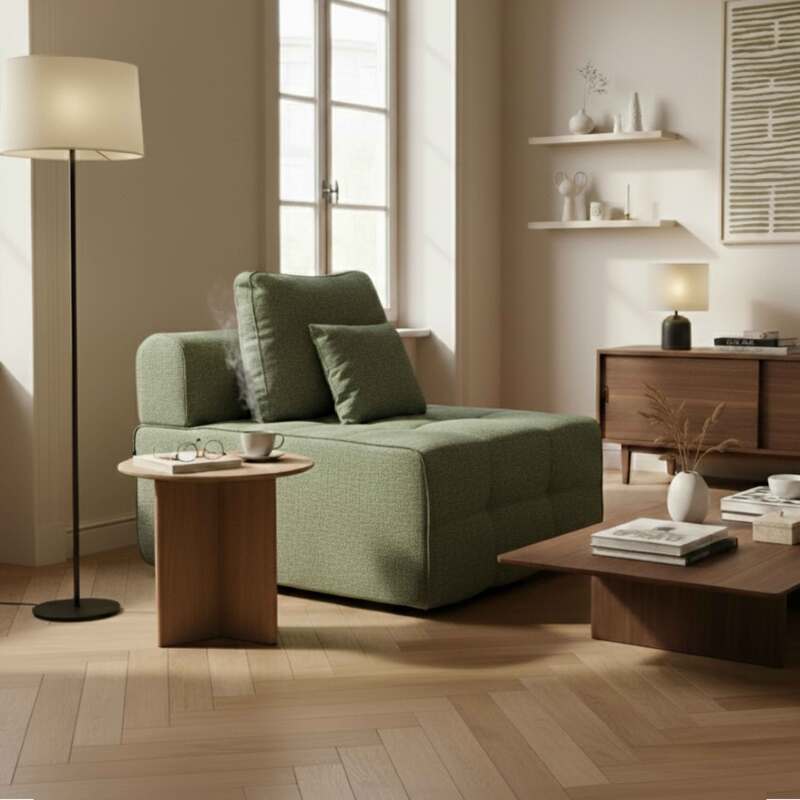 Mittelmodul 1-Sitzer- für Sofa aus Stoff mit Kissen