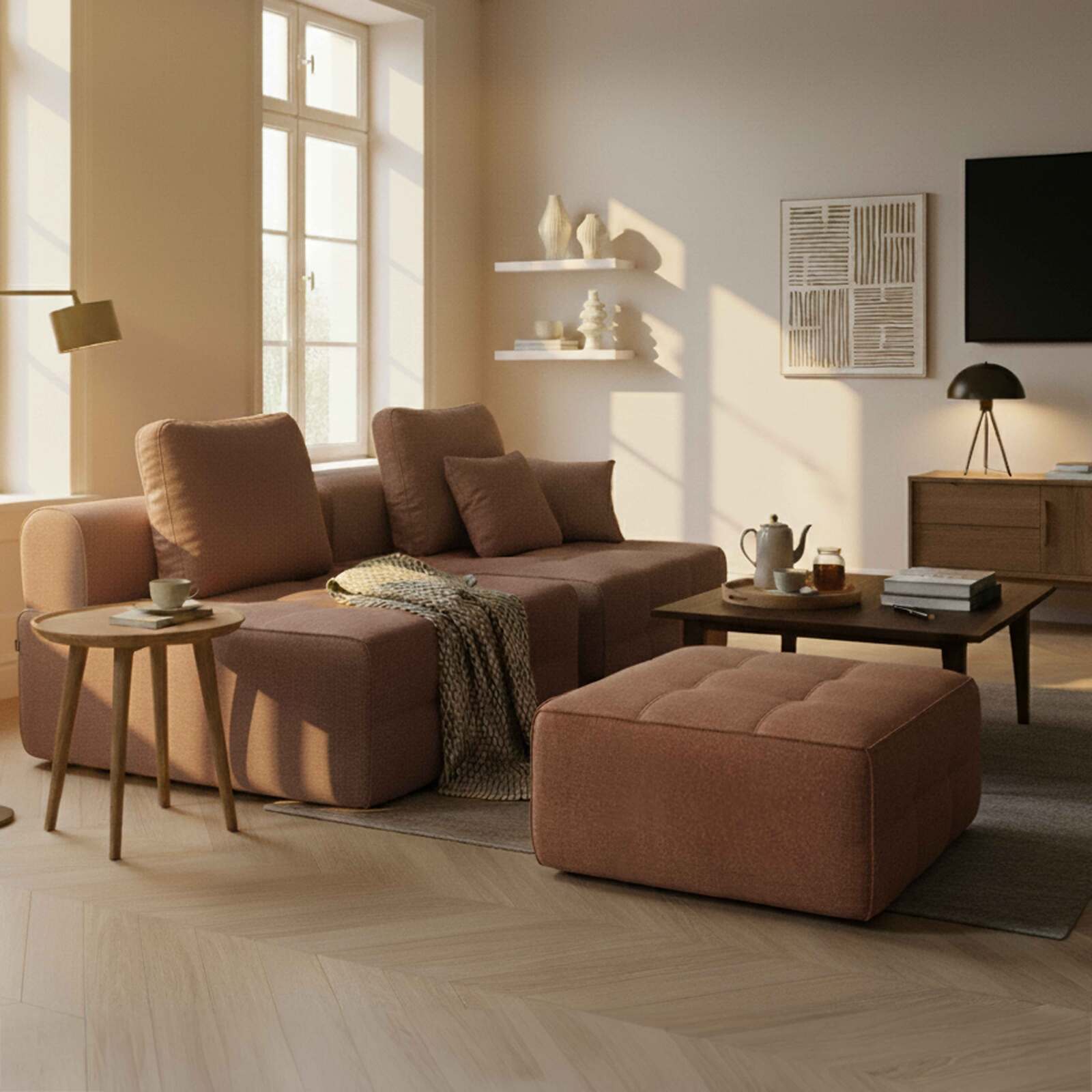 Mittelmodul 1-Sitzer- für Sofa aus Stoff mit Kissen