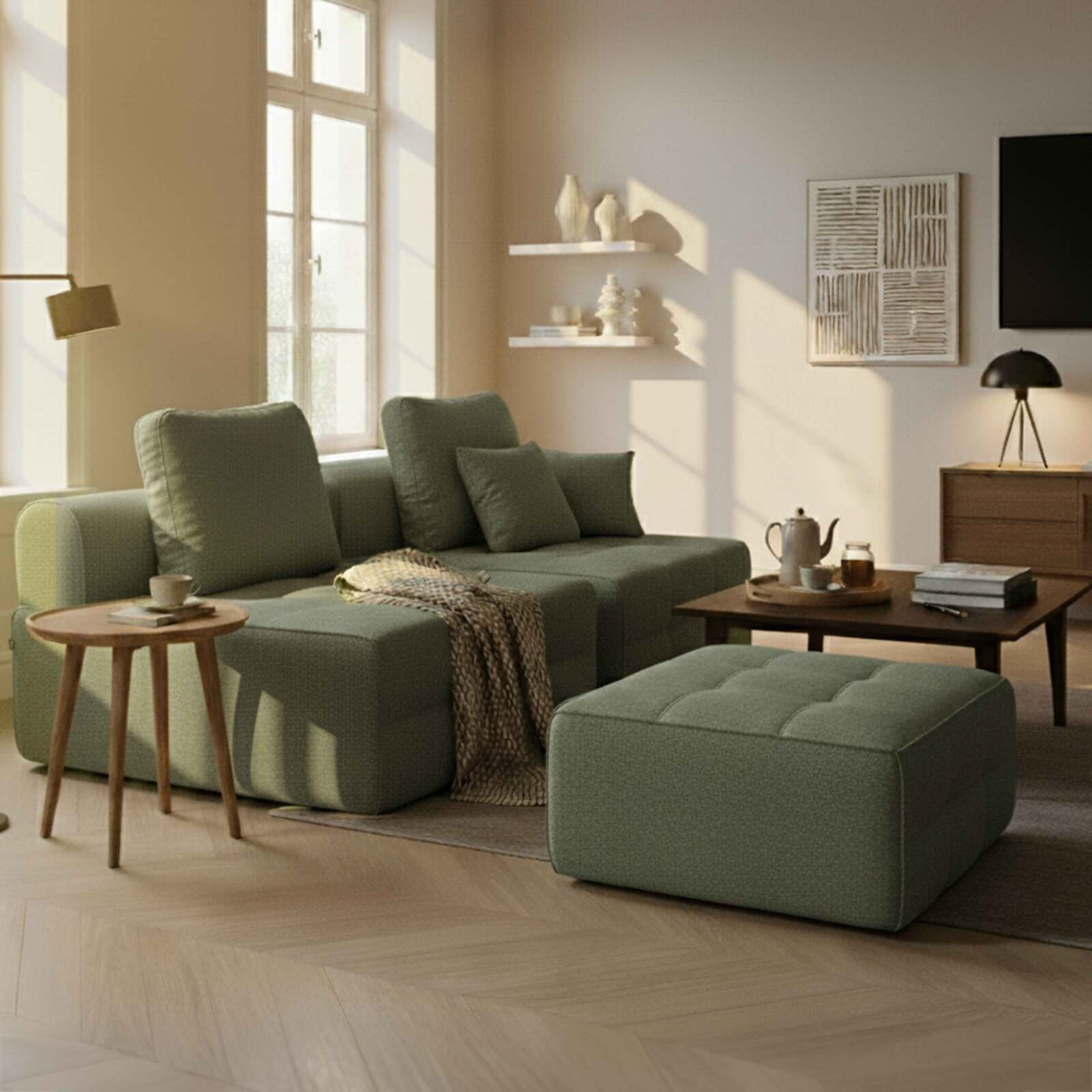 Mittelmodul 1-Sitzer- für Sofa aus Stoff mit Kissen Mittelmodul 1-Sitzer- für Sofa aus Stoff mit Kissen