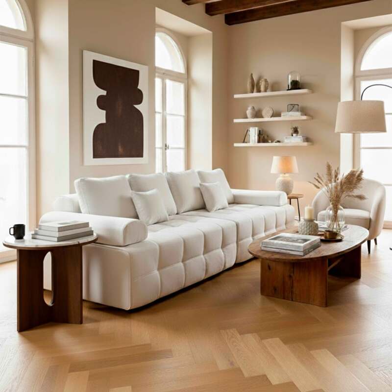 Sofa 4-Sitzer aus Stoff mit Kissen