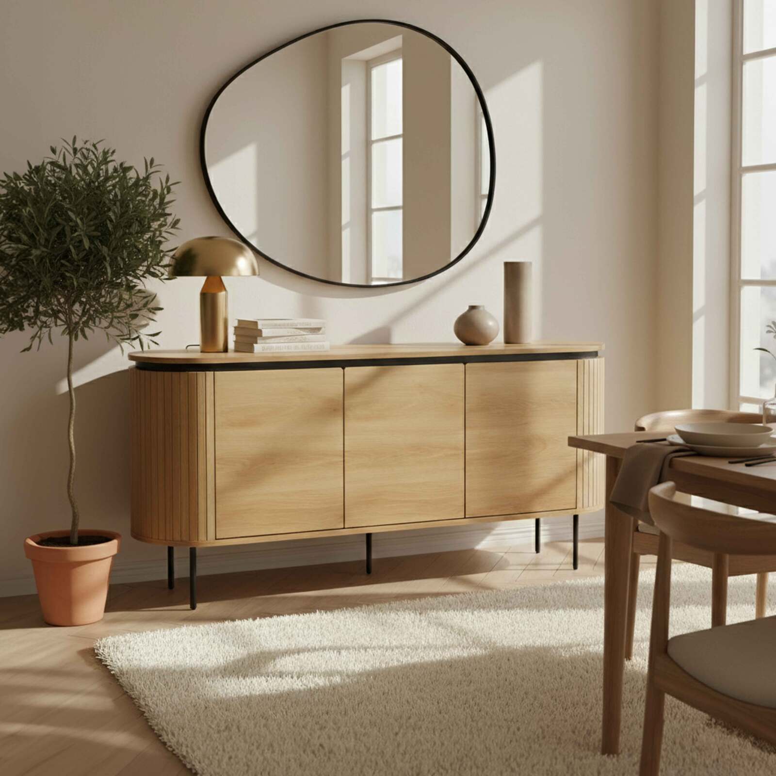 Sideboard in Holzoptik, 3 Türen, 160 cm