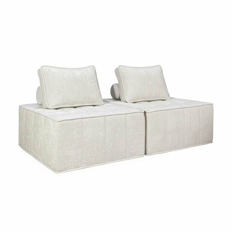 Modulares Sofa 2-Sitzer aus Stoff mit Kissen
