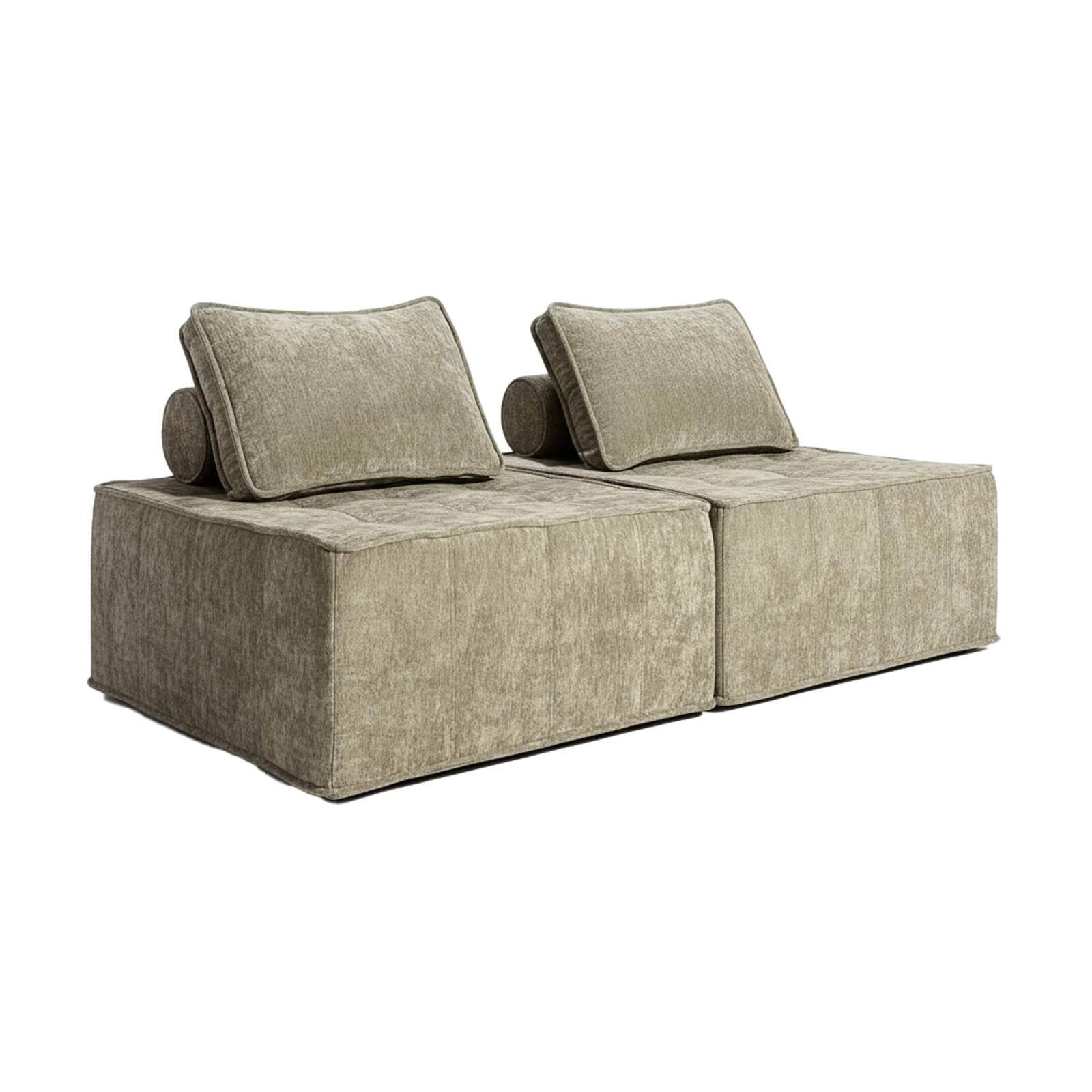 Modulares Sofa 2-Sitzer aus Stoff mit Kissen