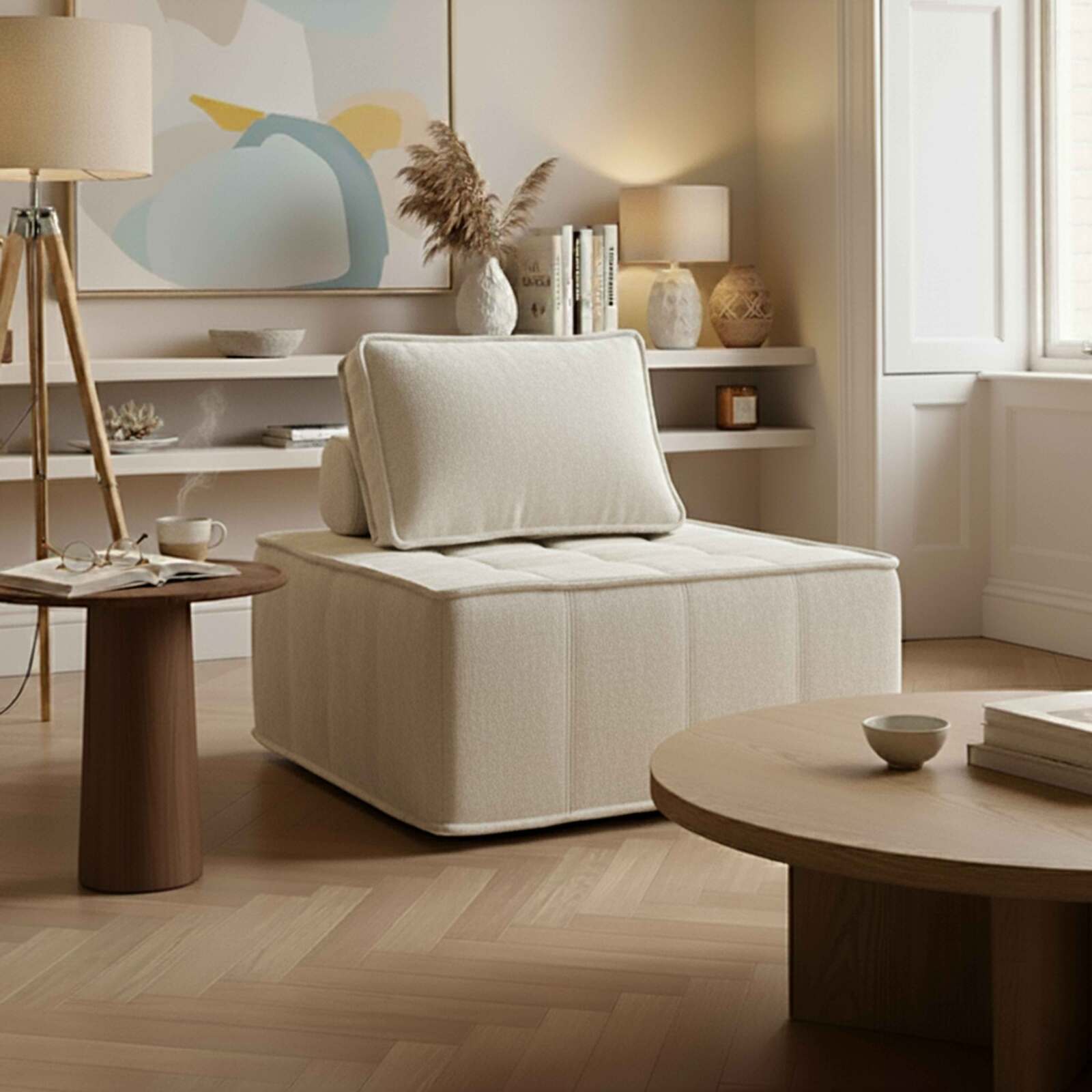 Sessel aus Stoff für modulares Sofa mit Kissen