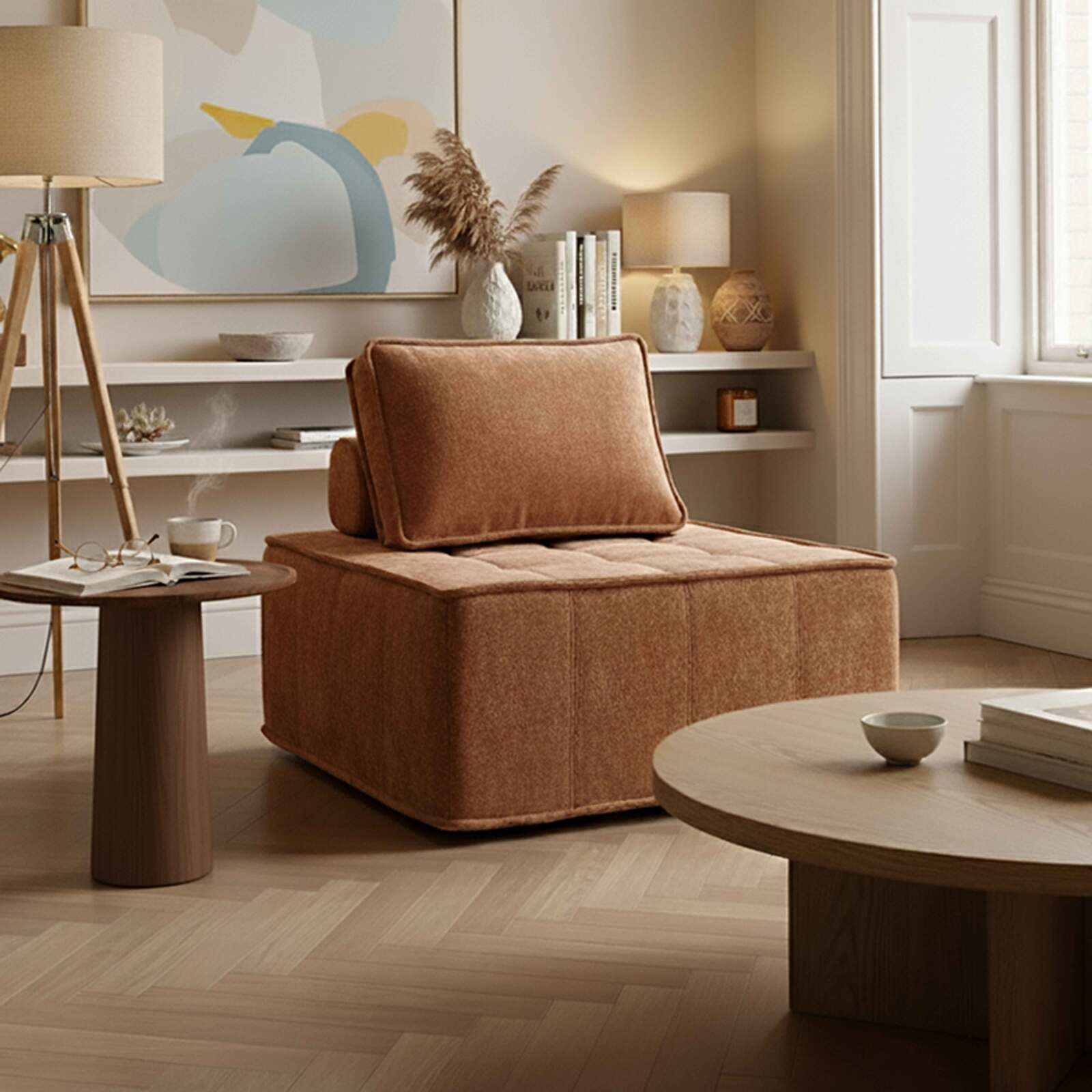 Sessel aus Stoff für modulares Sofa mit Kissen