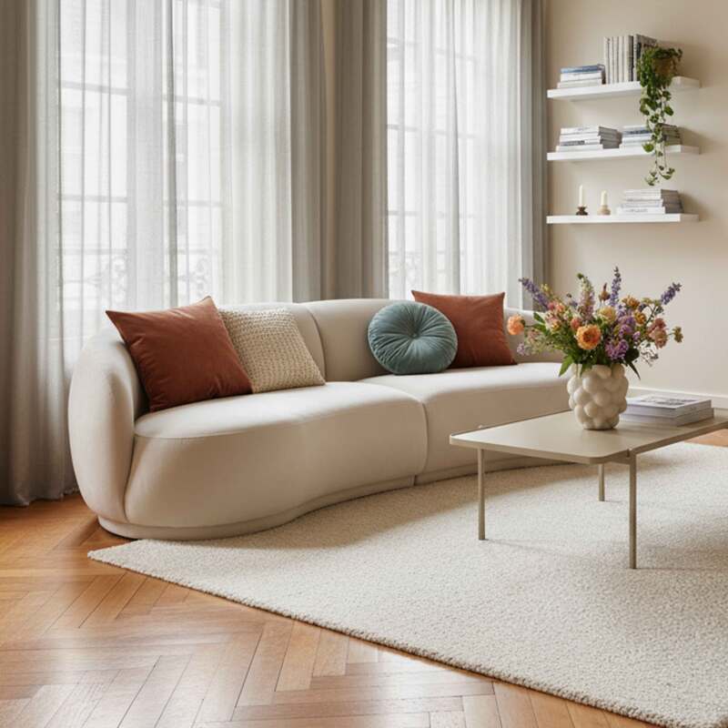 Sofa 3-Sitzer aus Stoff und FSC®-Holz beige Design