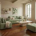 Modulares Sofa 5-Sitzer aus Stoff mit Hocker und Kissen