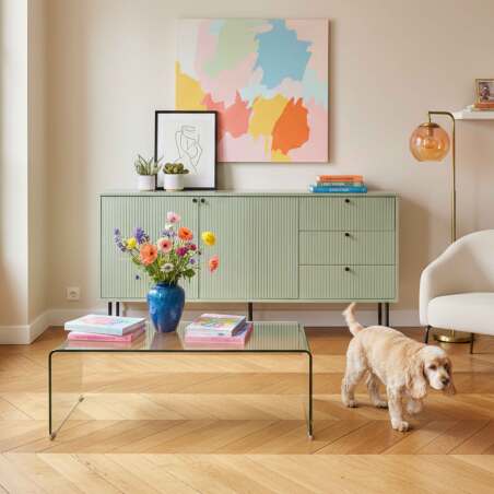 Sideboard 2 Türen, 3 Schubladen mit Lamellenoptik, 150 cm