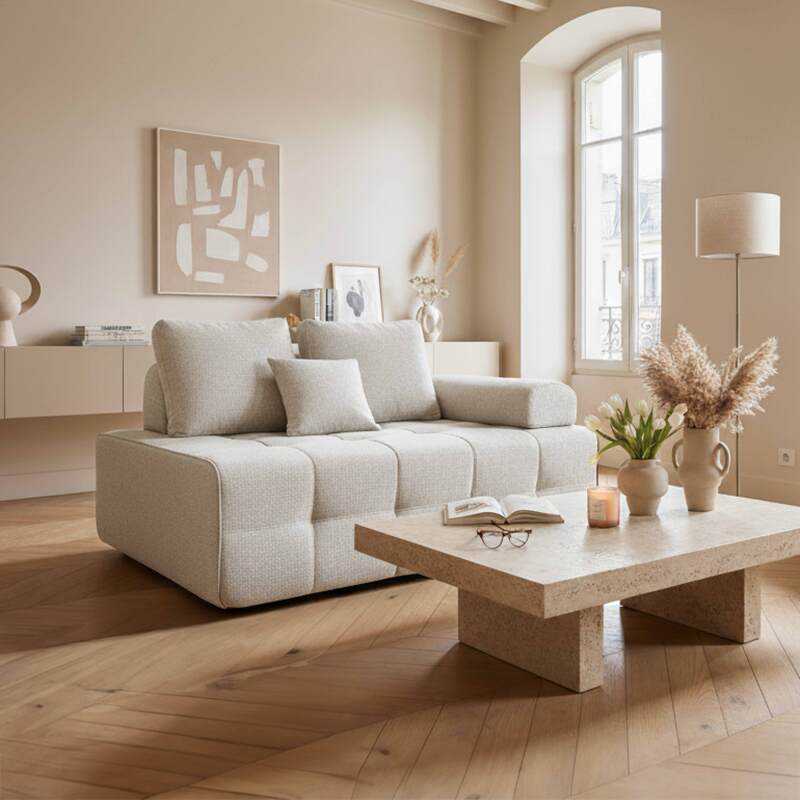 Linker Sessel für modulares sofa aus stoff mit Kissen